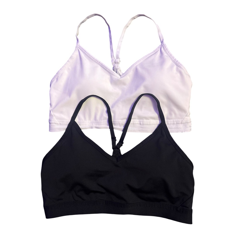 Athletic Works 2 Pack Sports Bras Black White Racerback Women's L 12-14